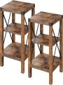 End Table Set of 2,Small End Table,Bedside Table with Removable Middle Shelf,Easy Assembly,Farmhouse Accent Cocktail Table Storage Shelf for Living Room,Bedroom,Office