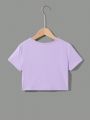 SHEIN Kids EVRYDAY Tween Girls' Knitted Crew Neck Casual Short Sleeve T-Shirt