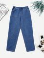 SHEIN Boys' Regular Fit Non-elastic Comfortable Straight Leg Jeans, Spring Autumn