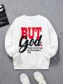 SHEIN Kids HYPEME Girls' Sweatershirt, Knitted, Simple Street Style, Long Sleeve, Round Neck, Pullover Style