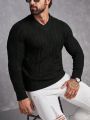 Manfinity Men'S Twist Knit Long Sleeve Sweater, Pullover Style