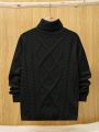 SHEIN Boys' Long Sleeve Turtleneck Loose Fit Sweater