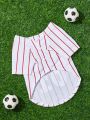 PETSIN Pet Baseball Sports Jersey Shirt With Stripe, Number & Animal Pattern, Suitable For Cat/Dog