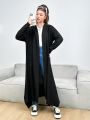 Teen Girls' Long Length Slit Hem Hooded Coat