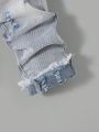 SHEIN Toddler Boys' Casual Shredded Stretchy Waist Slim Fit Jeans