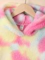 Tween Girl Tie Dye Letter Patched Detail Kangaroo Pocket Drop Shoulder Hoodie