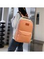 Campus Style Color-block Backpack With Simple Design, Multiple Functions And Large Capacity