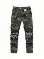 Boys' Camouflage Ripped Jeans With Patch Pockets