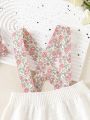 Baby Girl'S Floral Patchwork Knitted Romper