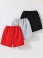 SHEIN Kids EVRYDAY Young Boy's 3pcs/Set Casual Letter Printed Shorts Outfit