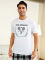 Men's Casual Homewear Top With Graphic Print