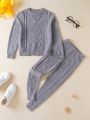 SHEIN Little Boys' Solid Color Sweater 2pcs/Set