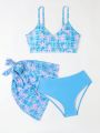 Girls' Swimsuit Set With Floral Print