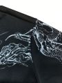 Extended Sizes Men's Plus Size Dragon Printed Jacket