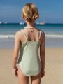 Tween Girls' Colorblock Ruffle Hem One-Piece Swimsuit