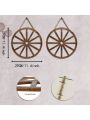 2pcs Wall Hanging Vintage Wooden Wheel Hanging 11in Pendant Wall Decoration For Home Wall Bar Decor Art Craft