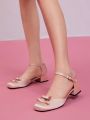 SHEIN MOD Mary Jane Low Heeled Shoes With Round Toe & Butterfly Knot For Valentine's Day