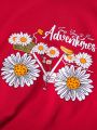Little Girl's Floral And Lettering Print T-shirt