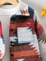 SHEIN Kids EVRYDAY Young Boy Geo Print Pocket Patched Overcoat Without Tee