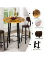 3 Piece Pub Dining Set, Modern Round bar Table and Stools for 2, Kitchen Counter Height Wood Top Bistro, Easy Assemble for Breakfast Nook, Living Room, Small Space, Restaurant