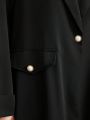 SHEIN Najma Solid Color Lapel Collar Pleats Spliced Long Coat