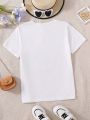 Teenagers' Round Neck Knitted Short Sleeve Casual T-shirt