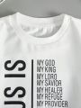 Girls' (big) Drop Shoulder Sweatshirt With Slogan Print