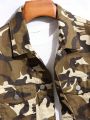 Manfinity EMRG Men's Camouflage Printed Frayed Denim Jacket