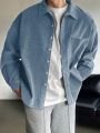 DAZY Men's Solid Colored Drop Shoulder Long Sleeve Shirt With Pocket