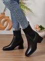Women's Fashionable Boots, Chunky Heels/low Heels, Black