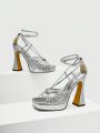 Party Collection Knot Decor Platform Heeled Strappy Sandals