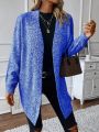 SHEIN Frenchy Marled Knit Drop Shoulder Open Front Cardigan
