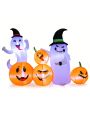 Gymax 6FT Halloween Inflatable Pumpkin & Ghost Combo Decor w/ LED & Air Blower