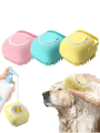 1pc Yellow Soft Silicone Pet Bath Brush & Massager, Suitable For Shampoo And Cleaning