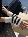 DAZY Striped Fluffy Fingerless Gloves