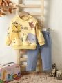 2023 Spring/autumn Baby Boys' Animal Printed Sweatshirt+jeans Set