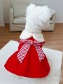 1pc Pet Clothes - Plaid Skirt With Bowknot For Dogs And Cats, Winter Warm Outfit