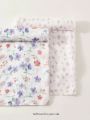 Cozy Cub 2pcs/Set Thin Blankets For Baby Swaddle (Small-Pink Flowers + Pomegranate-Purple Flowers), Spring/Summer