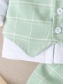 2pcs Baby Boys' Stripes Gentleman Style Suit Set (Fake 2pcs Suit)