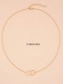 1pc Double Circle Interlocking Card Shaped Alloy Pendant Necklace Suitable For Daily Wear
