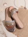 Women's Fashion Flat Sandals With Rhinestone Decoration