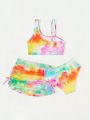 Tween Girls' Tie Dye 3-Piece Swimsuit Set