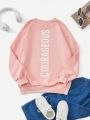 SHEIN Kids Cooltwn Tween Girl Letter Graphic Pullover