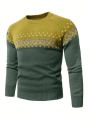 Manfinity Men'S Color Block Geometric Pattern Raglan Sleeve Sweater