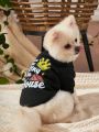 Reh Arte 1pc Cute Black Pet Printed Warm Pet Sweatshirt Without Hood