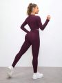 SHEIN Yoga Basic Solid Color Slim Fit Ladies' Sports Suit