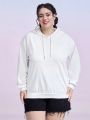 Plus Size Women'S Solid Color Drawstring Hoodie