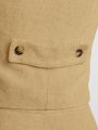 SHEIN VCAY Solid Button Front Vest Blazer & Wide Leg Pants