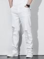 Men's Plus Size Solid Color Distressed Pocket Jeans