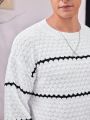 1pc Men's Striped Round Neck Pullover Sweater